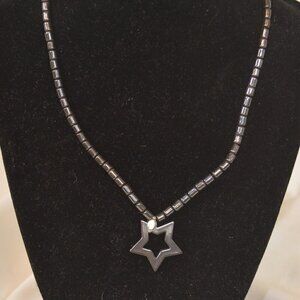 Natural Hematite Necklaces w/ Pendant 16" w Star Emblem - NEW